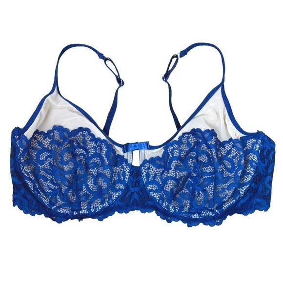 40DD Frederick’s‎ of Hollywood Lace Underwire Bra, Royal Blue - Picture 1 of 8